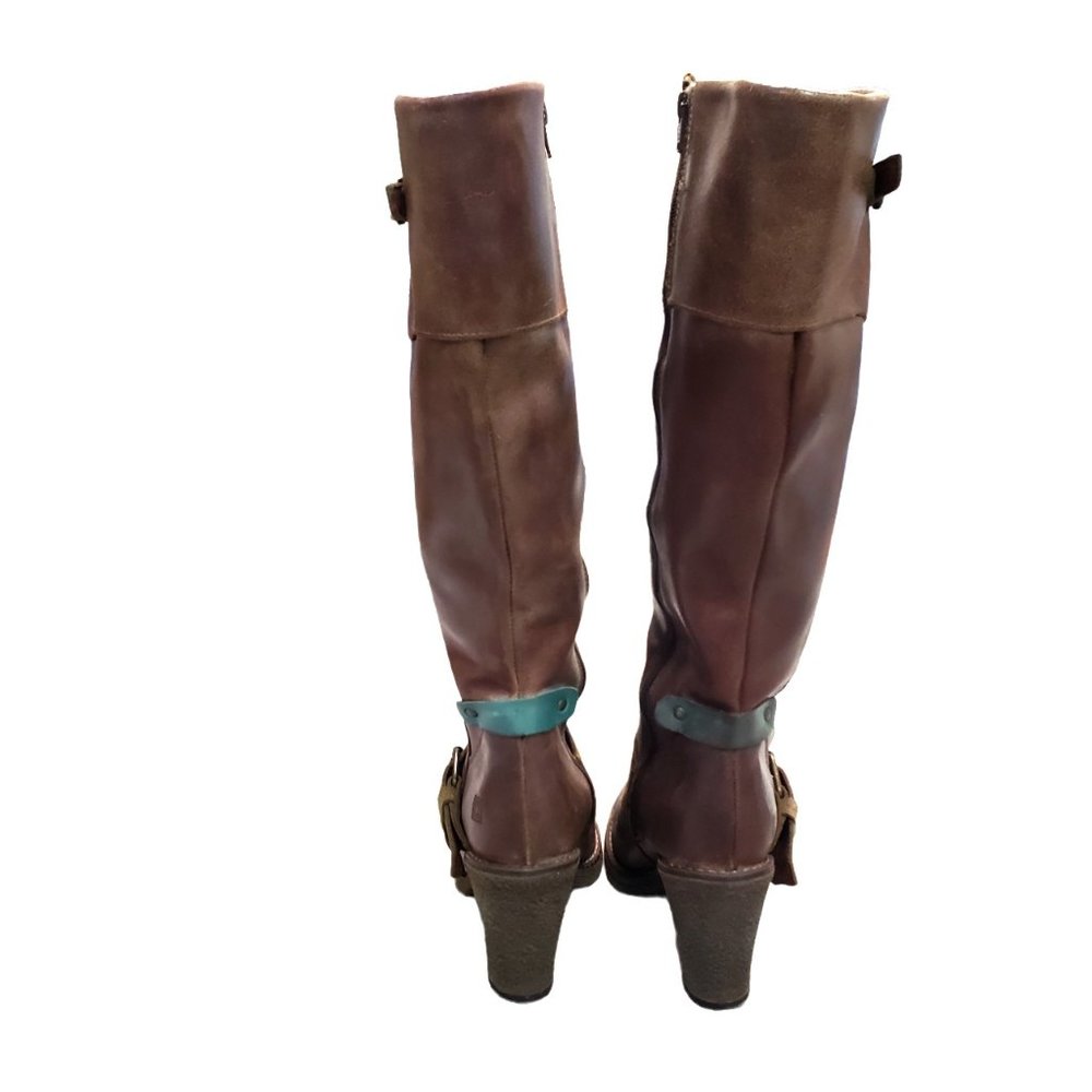Bos & Co ‘Jan Faal’ Portugal Tall Heel Rustic Leather Brown Boots 41 - Picture 3 of 14
